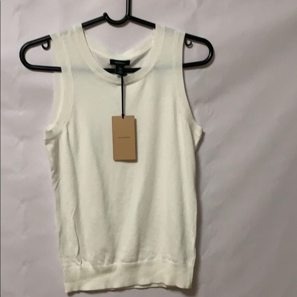 NWT HALOGEN ARMLESS IVORY CLOUD‎ SWEATER SIZE XSP